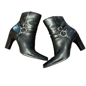Harley Davidson Snip Toe Black Leather Healed Boots Women’s US 7 M